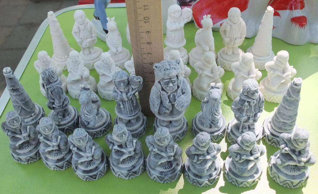 шахматы Русский Север, мраморное литье