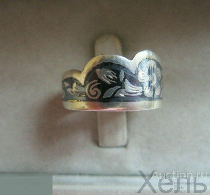 Кольцо серебро Северная чернь 925 проба винтаж Великий Устюг