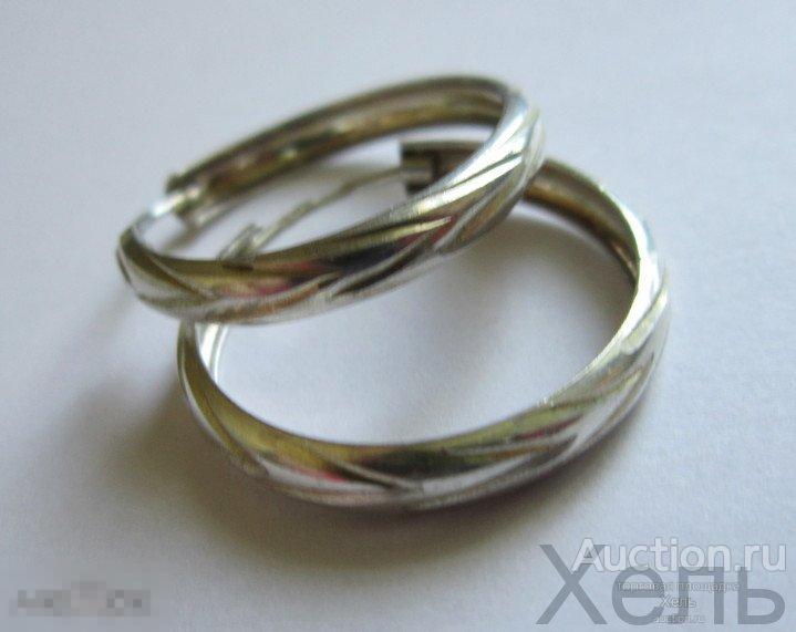 Серьги КОЛЬЦА алмазная грань серебро 925 