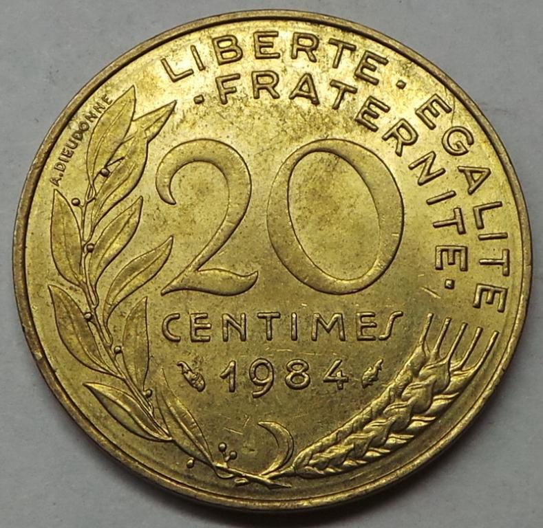 Франция 20 сантимов 1984 года (2) KM#930