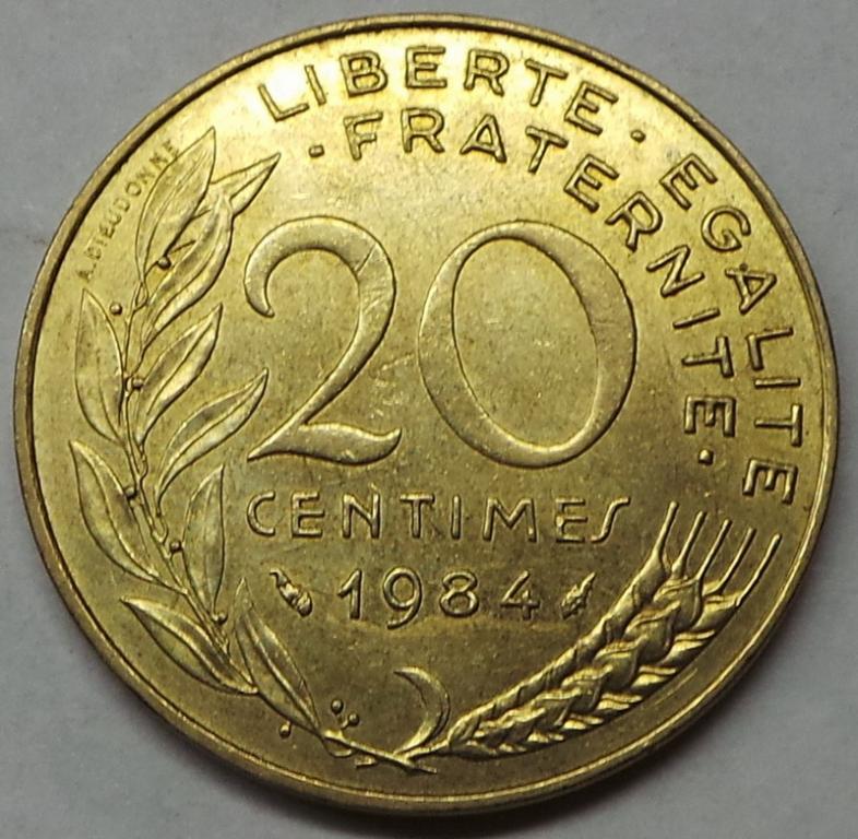 Франция 20 сантимов 1984 года (1) KM#930
