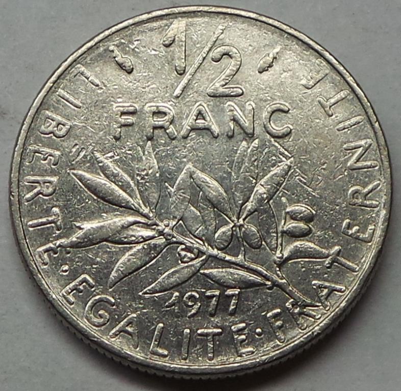 Франция 1/2 франка 1977 года (3) KM#931.1