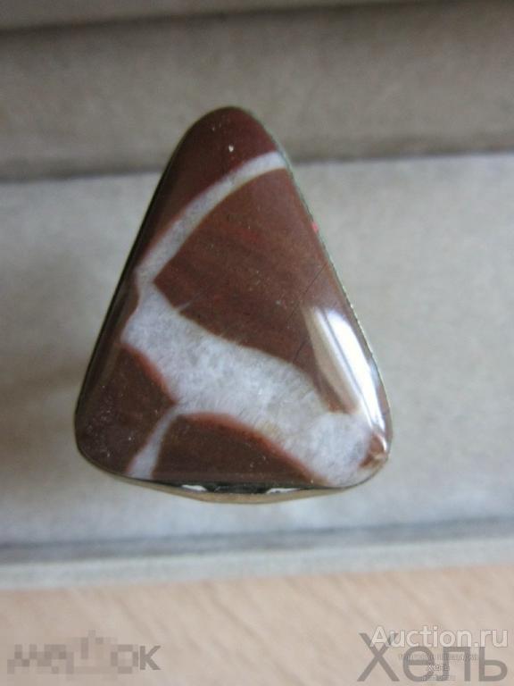 Кольцо яшма мельхиор винтаж треугольное 