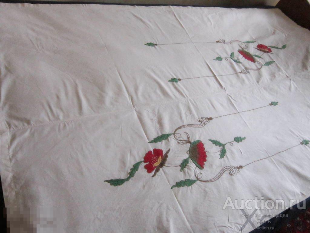 Скатерть вышивка 50-е г.г. 184 х 114 см