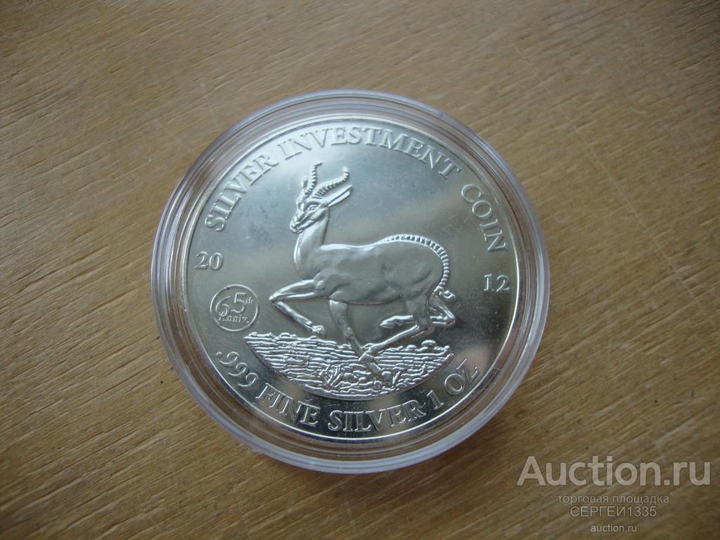 Габон 1000 франков 2012 Африканская антилопа Спрингбок 65 лет СЕРЕБРО