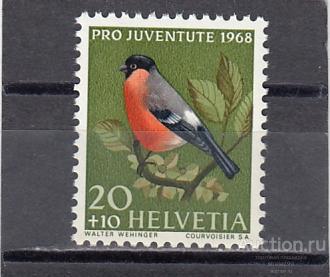 HELVETIA  ШВЕЙЦАРИЯ  Фауна Птицы    № 892  1968  Сост**  MNH