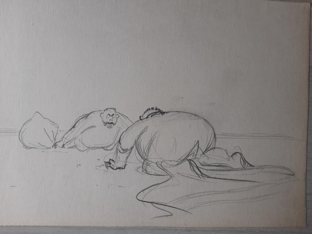 Березовский Д.И. (1920-2005) Голодные генералы остервенились (меньший размер). Набросок иллюстрации