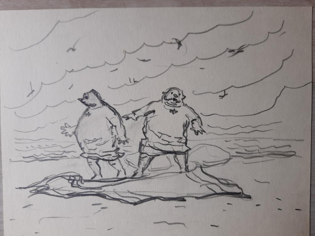 Березовский Д.И. (1920-2005)  Генералы оглядываются по сторонам на необитаемом острове