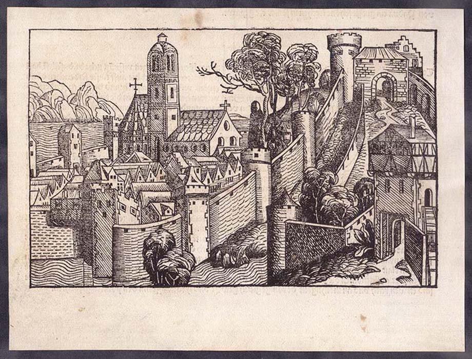 Египет, Думьят. Лист из Нюрнбергской хроники [лист из инкунабулы 1493 года].