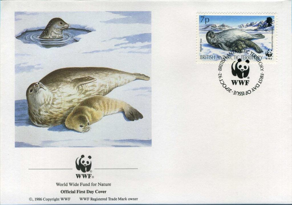 Британские Антарктические территории (0502) КПД WWF Морские животные 1992 год Фауна