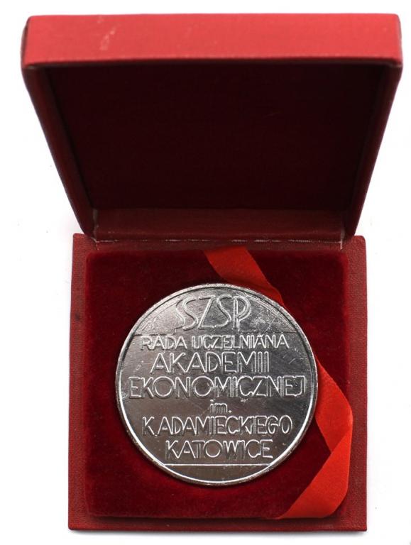 Польша Медаль Катовице Экономическая Академия им. Кароля Адамецкего D52mm Al алюминий 18гр футляр