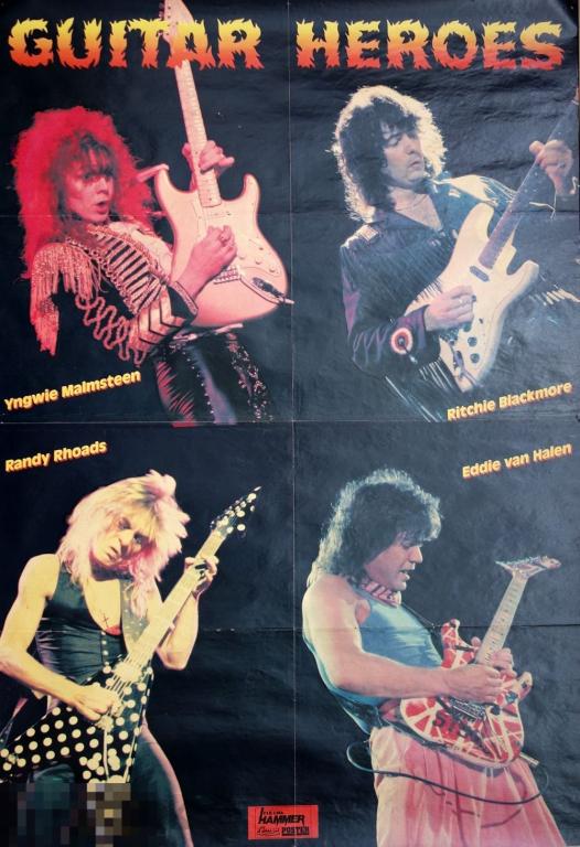 Guitar Heroes - Malmsteen, Blackmore, Rhoads, Van Halen - Slayer Poster (Плакат) двусторонний