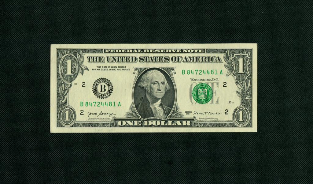 1 доллар. 2017 год. США. В- Банк Нью-Йорк. UNC. # 5474.