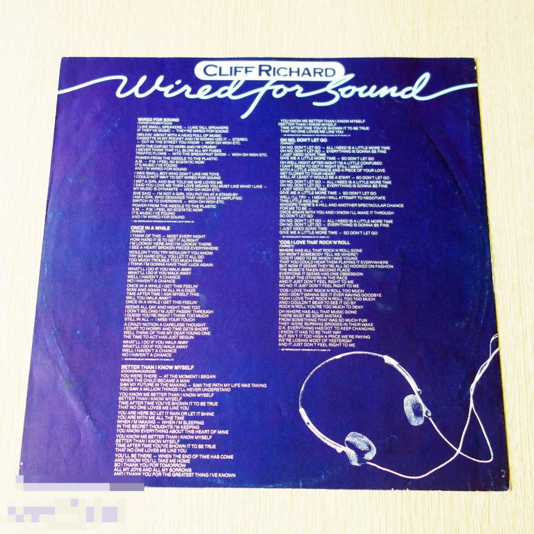Cliff Richard - Wired For Sound LP 1981 - Только вкладка 