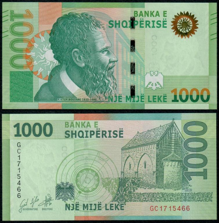 1000 лек албания 2019 (2021) НОВИНКА UNC пресс