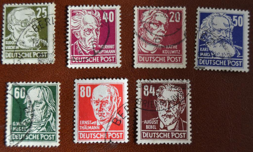 Германия,Советская зона оккупации 1948 год Великие немцы. Тельман , Бебель, Маркс, Гегель Гаш