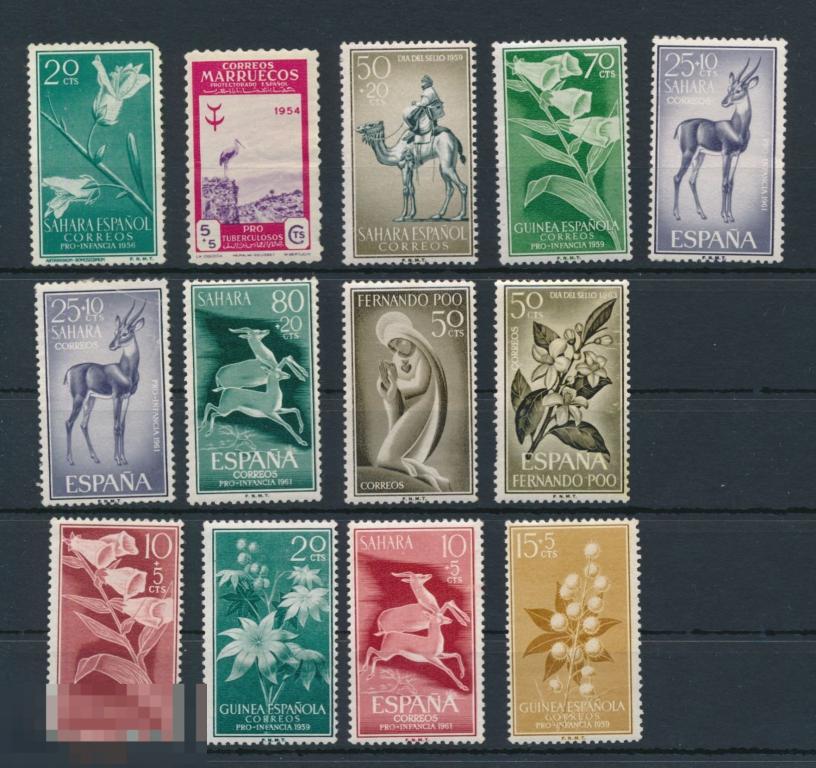 ИСПАНСКАЯ ГВИНЕЯ, ИСПАНСКАЯ САХАРА, ФЕРНАНДО ПО 1954-1961. Цветы, флора, фауна. 