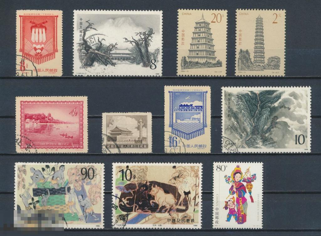 КИТАЙ 1957-2005 гг. Площадь Тяньаньмэнь, Пагоды, Живопись, Строительство. 