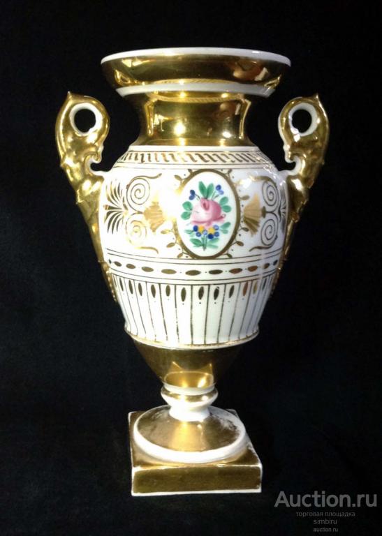 АНТИКВАРНАЯ ФАРФОРОВАЯ ВАЗА АМПИР РУЧНАЯ РОСПИСЬ ПАРИЖ 1810г.