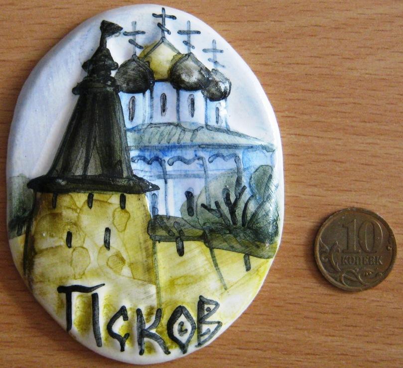 К01.065 КЕРАМИКА ПЛАКЕТКА ПАННО МЕДАЛЬ ПСКОВ 2015