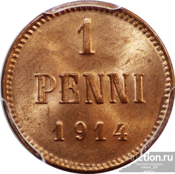 1 пенни 1914 года. Слаб PCGS ms 65 rd