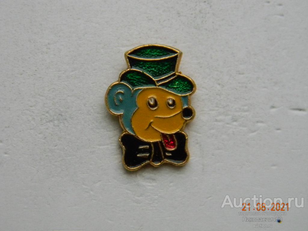 Детский значок Мышонок в шляпе