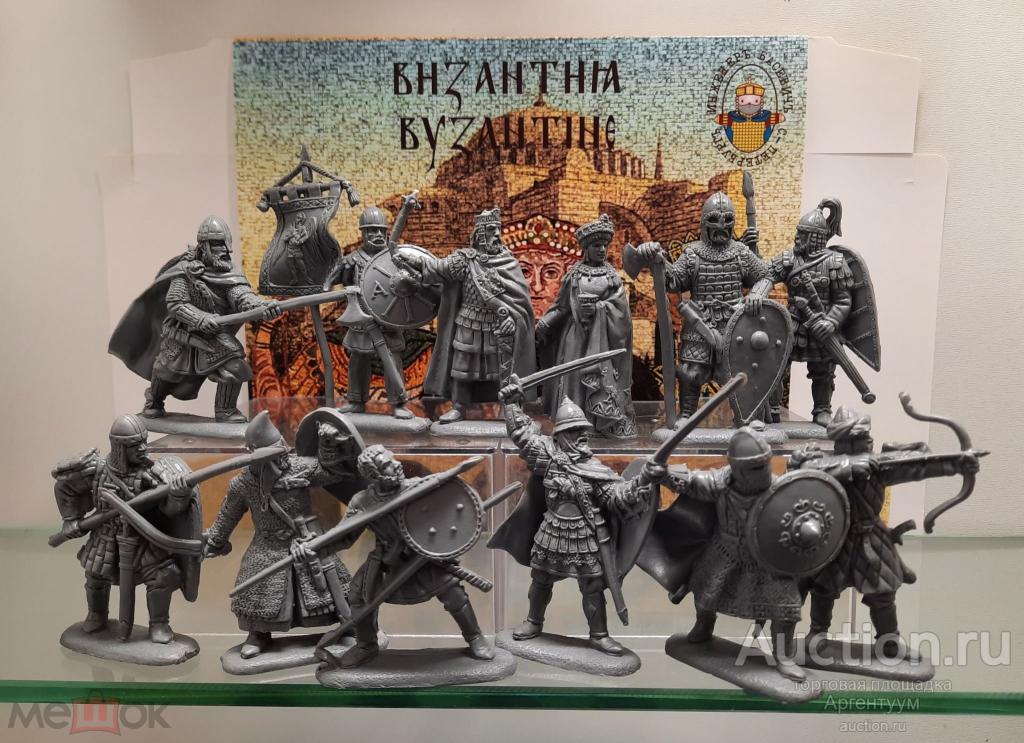 СОЛДАТИКИ. ВИЗАНТИЯ. ВОИНЫ ВИЗАНТИЙСКОЙ ИМПЕРИИ. ИНЖЕНЕР БАСЕВИЧ цвет СЕРЫЙ 1/32 12 ШТ