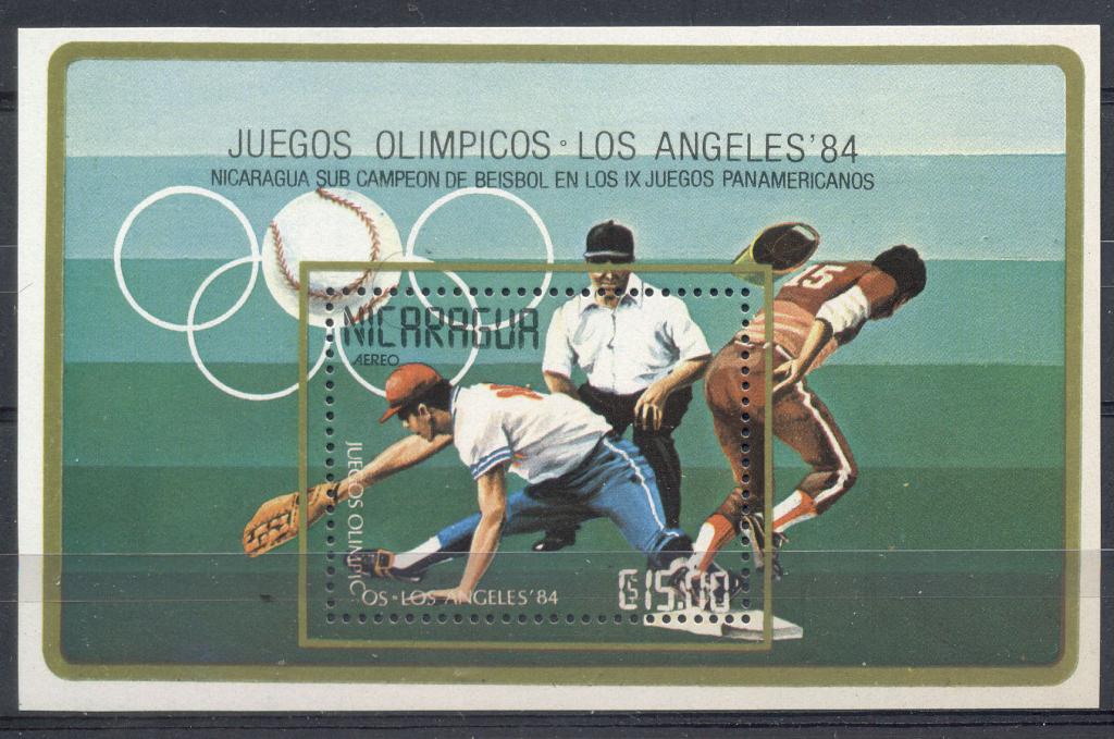 Никарагуа 1984 г. блок   Олимпийские игры в Лос Анжелесе негашеная**
