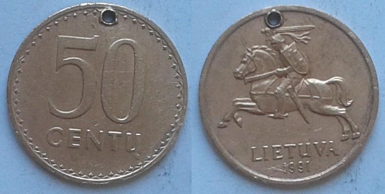 Литва. 50 центов, бронза, 1991