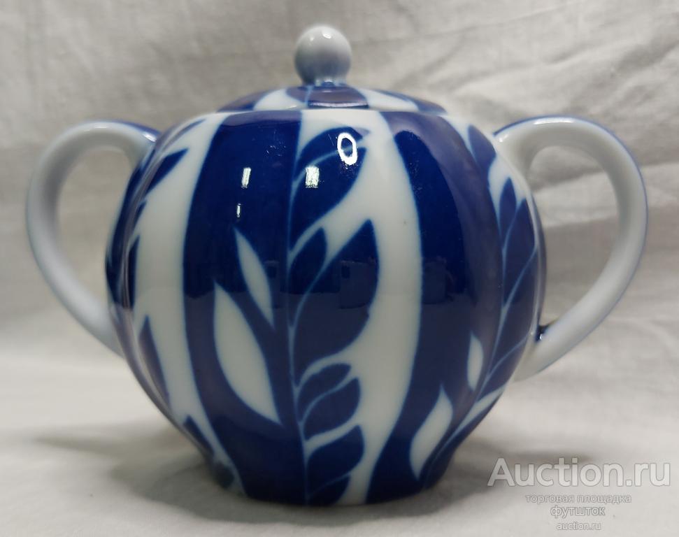 Сахарница Фарфор Кобальт ЛФЗ СССР //21.8.79//