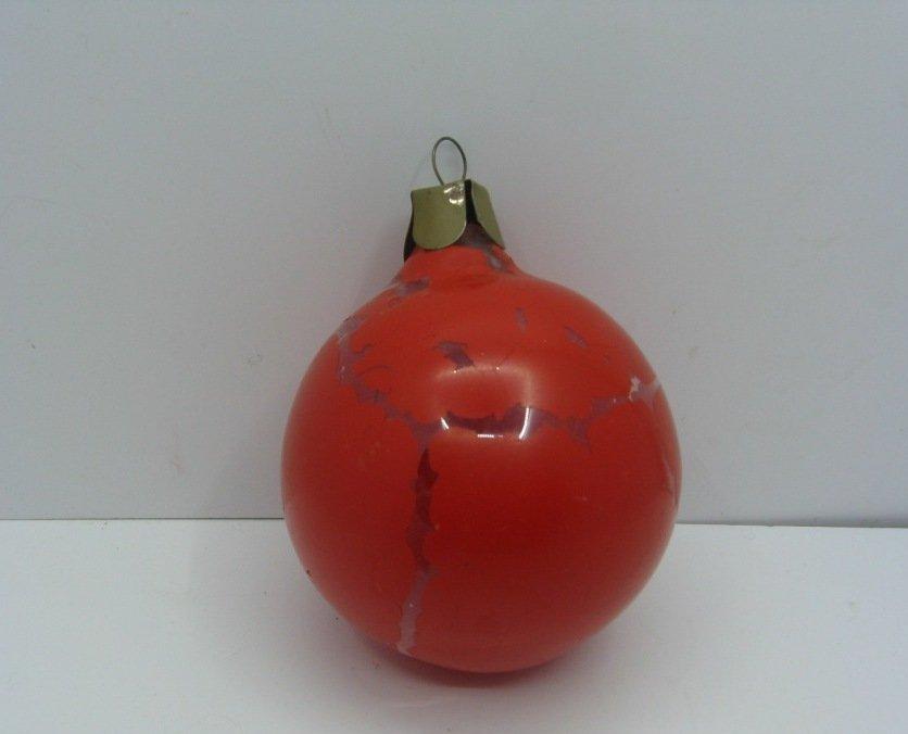 Игрушка ёлочная шар красный толстое стекло винтаж СССР