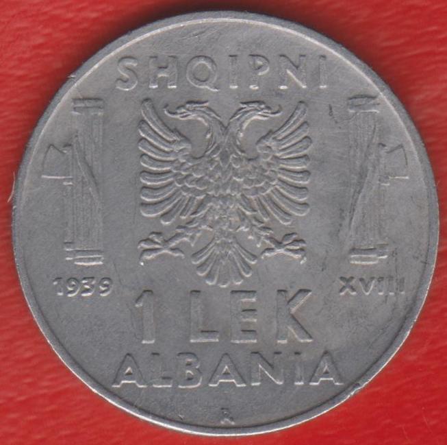 Албания итальянская оккупация 1 лек 1939 г. магнитная