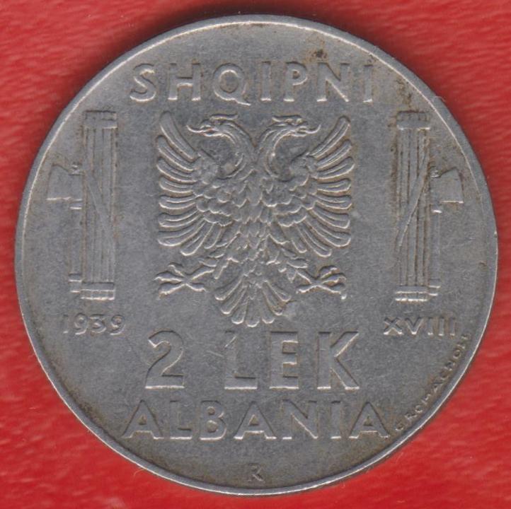 Албания итальянская оккупация 2 лека 1939 г. немагнитная