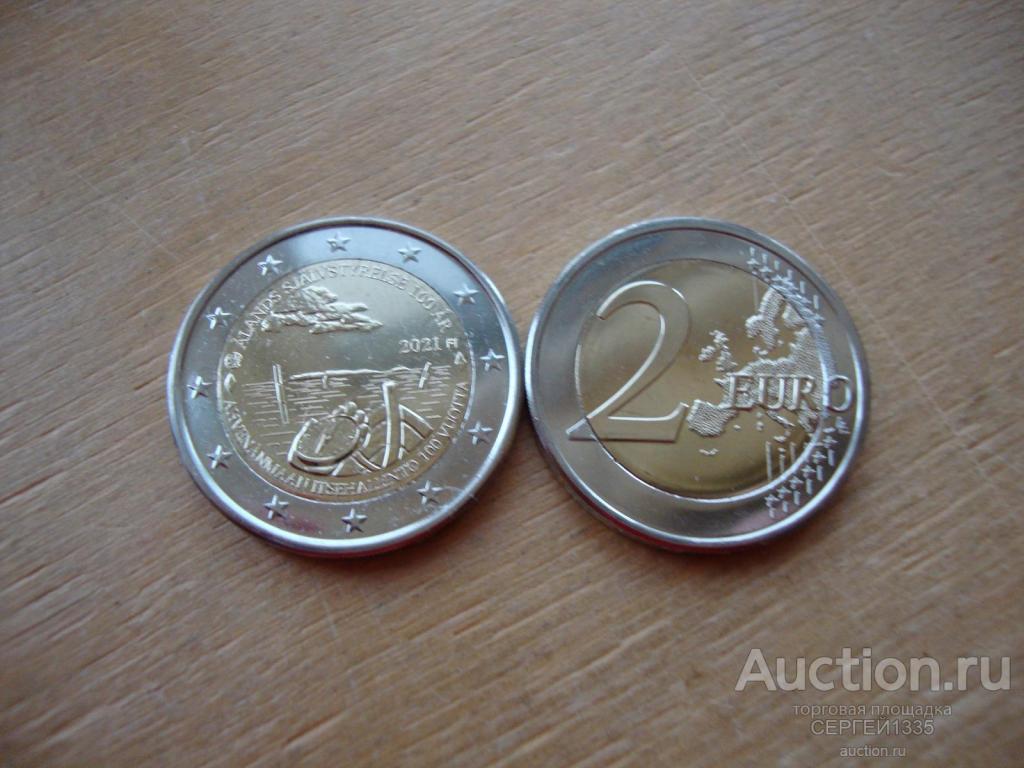 Финляндия 2 евро 2021 Аландские острова 100 лет самоуправления