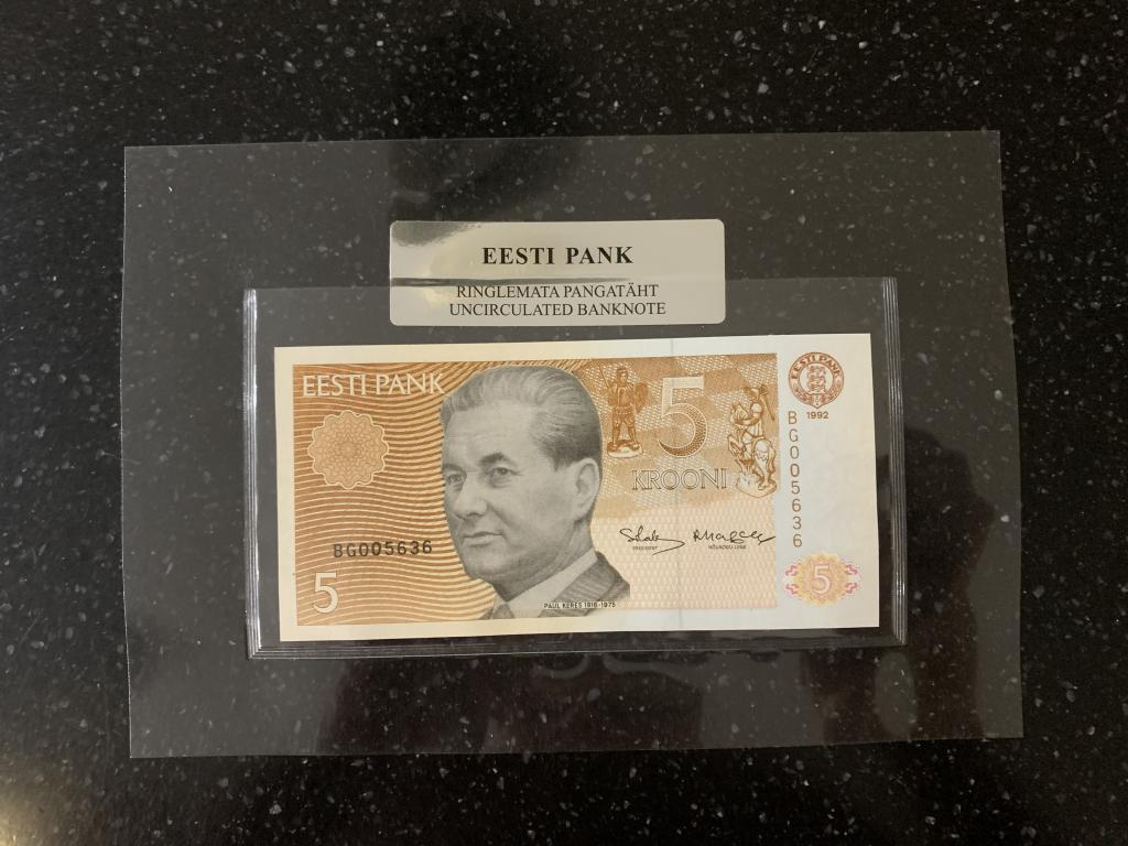 Эстония 5 крон 1992 Eesti Pank Unc пресс буклет банковский холдер BG 005636