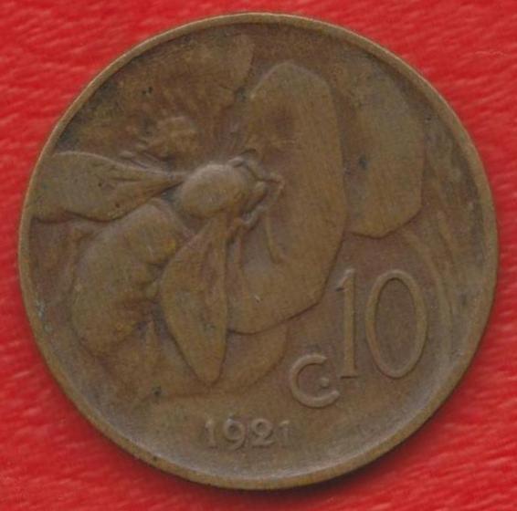 Италия 10 чентезимо 1921 г.