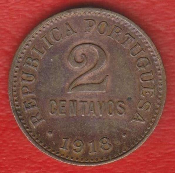 Португалия 2 сентаво 1918 г. бронза