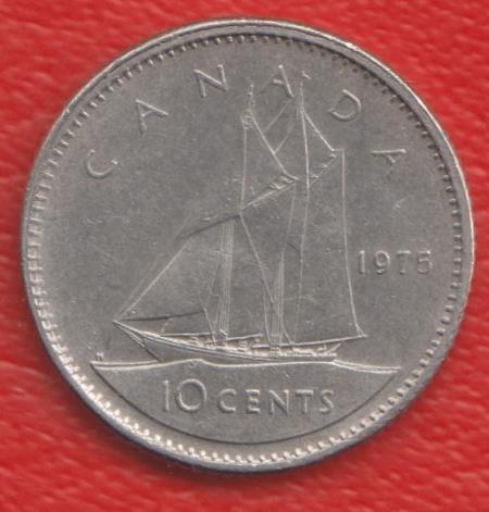 Канада 10 центов 1975 г.