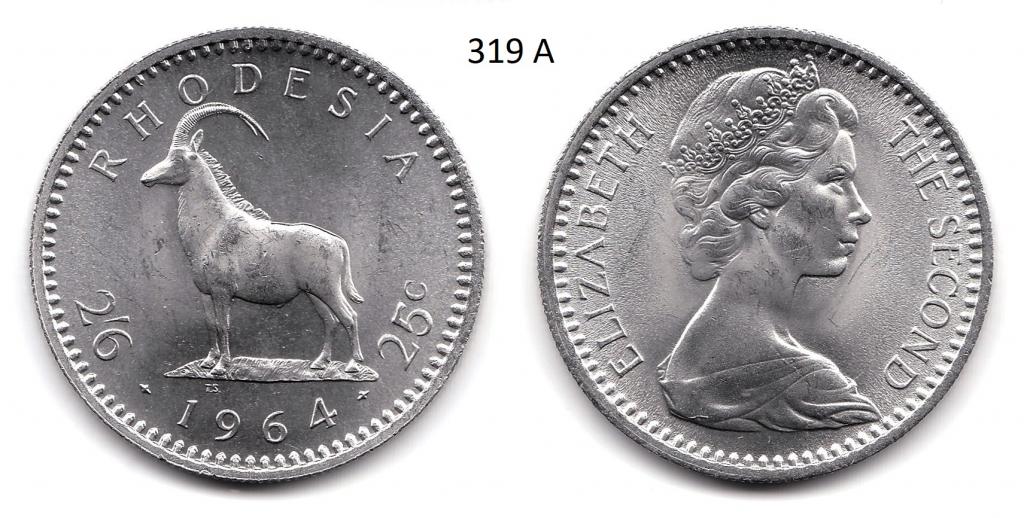 Южная Родезия. 2'6 шиллинга / 25 центов. 1964 год.