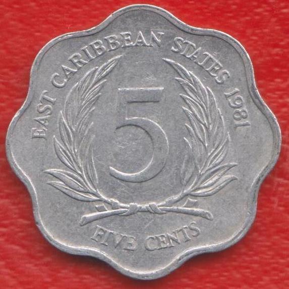 Восточно Карибские острова Карибы 5 центов 1981 г.