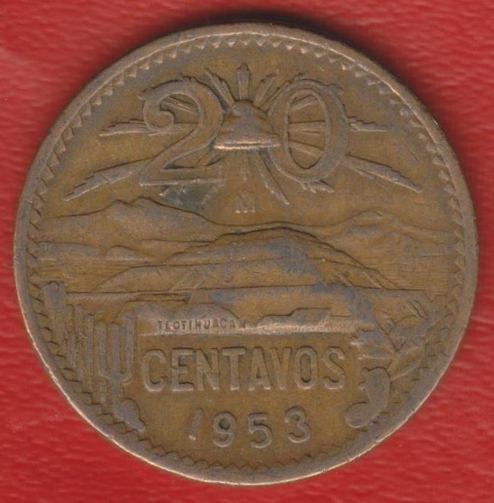 Мексика 20 сентаво 1953 г.