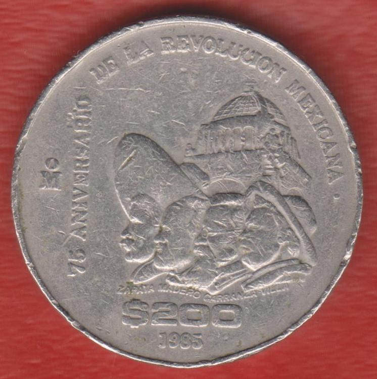 Мексика 200 песо 1985 г. 75 лет Революции 1910 г.