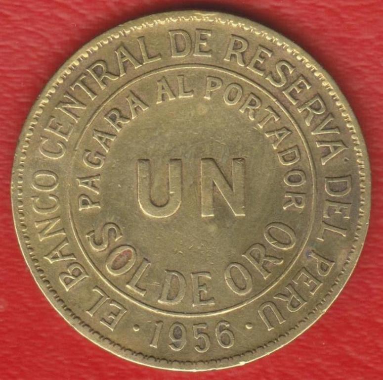 Перу 1 соль 1956 г. не частая