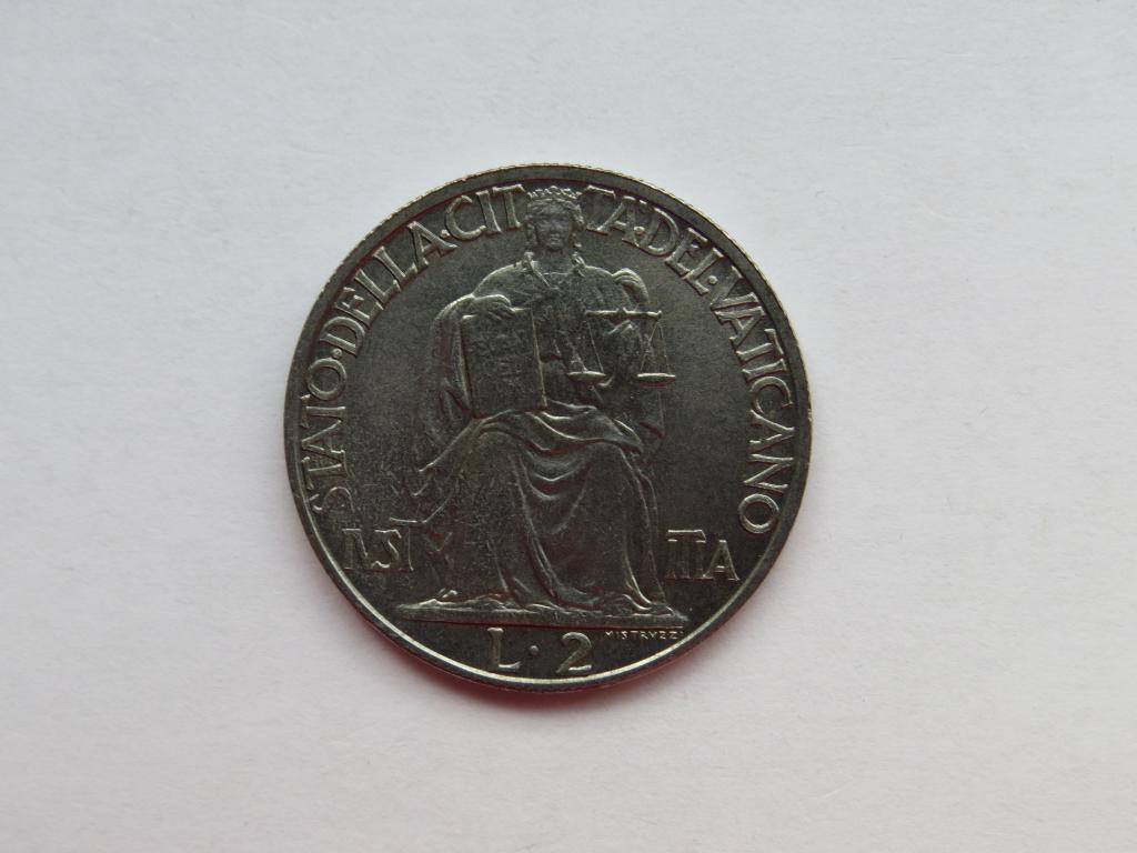 2 лиры 1942 г. - Ватикан - Папа Пий XII - Оригинал 100%! Состояние!