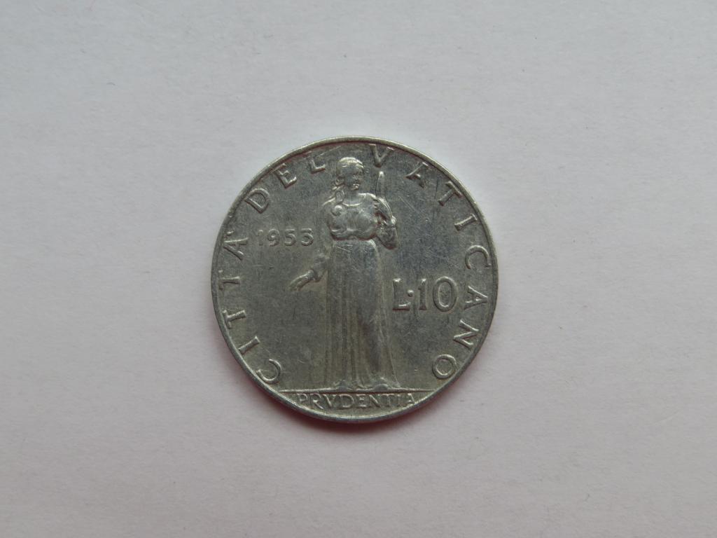 10 лир 1953 г. - Ватикан - Папа Пий XII  - Оригинал 100%!