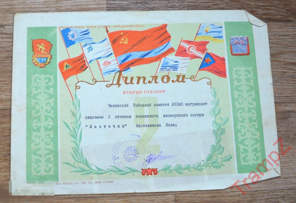 Диплом 2 степени теннис П/Л Ласточка 