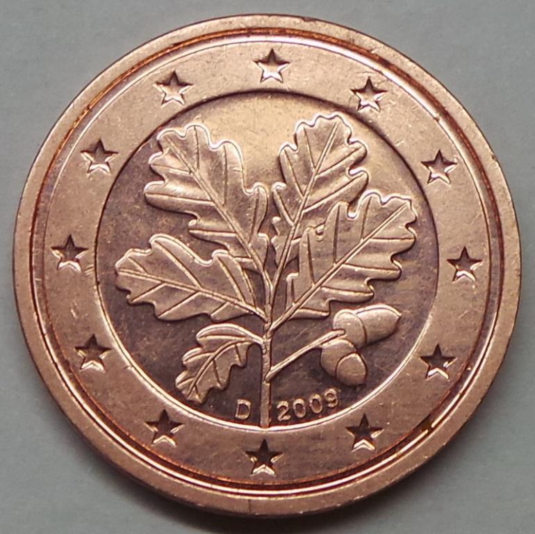 Германия 2 евроцента 2009 D года (2) КМ#208