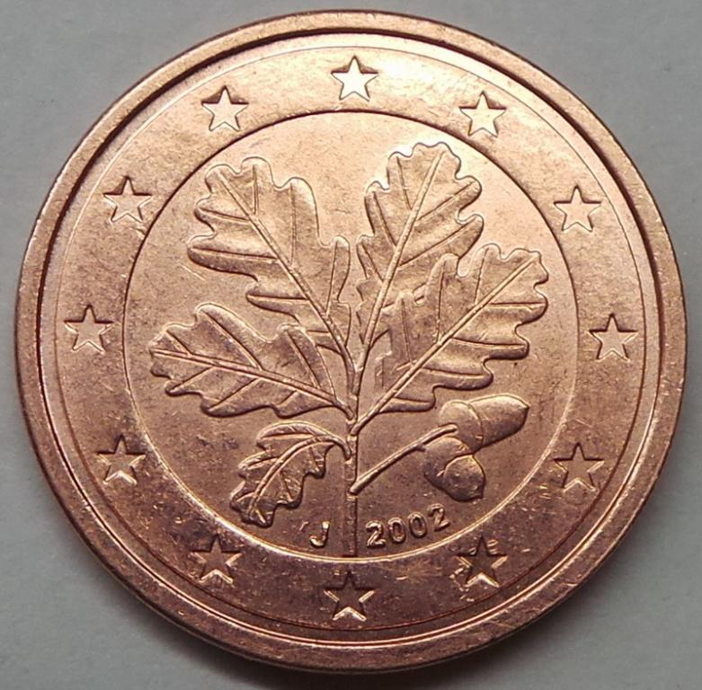 Германия 2 евроцента 2002 J года (1) КМ#208