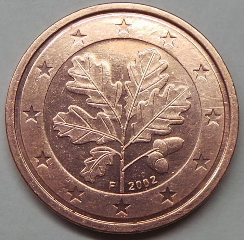 Германия 2 евроцента 2002 F года (1) КМ#208