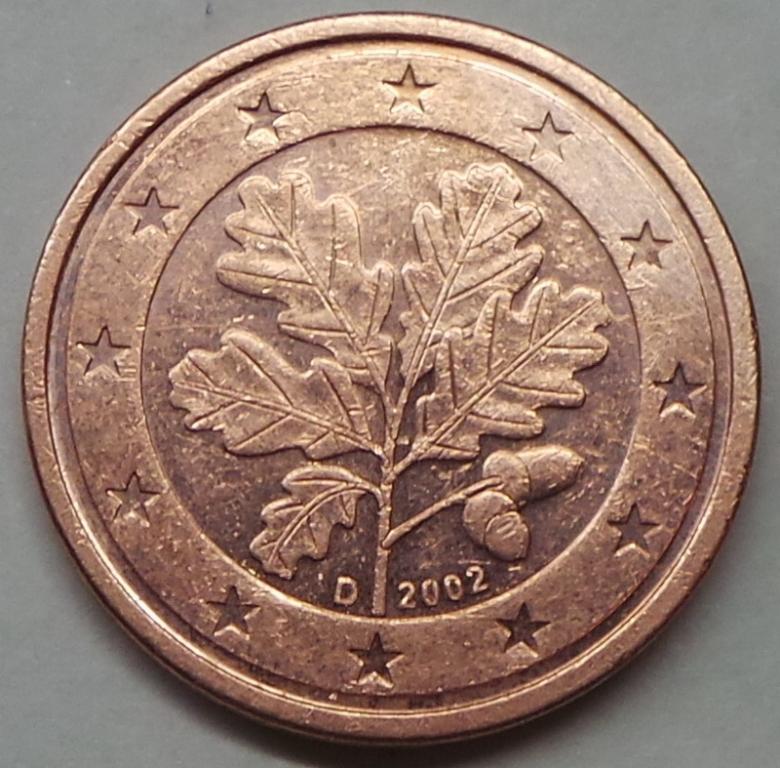 Германия 2 евроцента 2002 D года (6) КМ#208